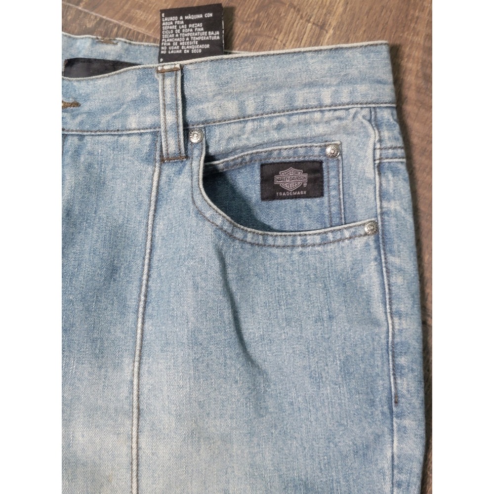 Vtg HarleyDavidson Womens Denim Jeans Size 33 Light Wash Bootcut Embroidered Y2K - Picture 9 of 15